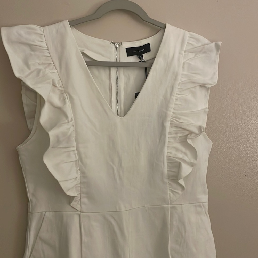 White Ruffled En Saison Jumpsuit
